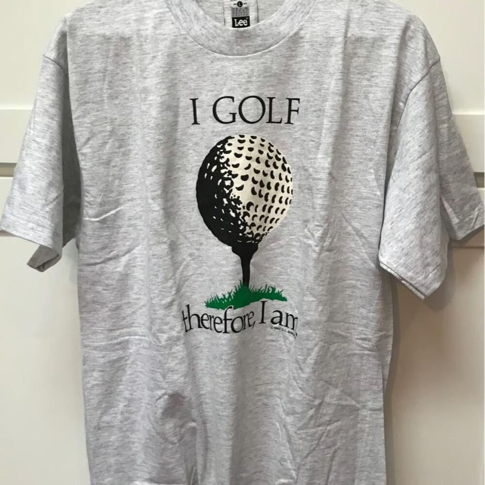 Lee Men's Grey T-shirt Golf Short Sleeve Cotton Sport Dad Grandpa L 90s Retro